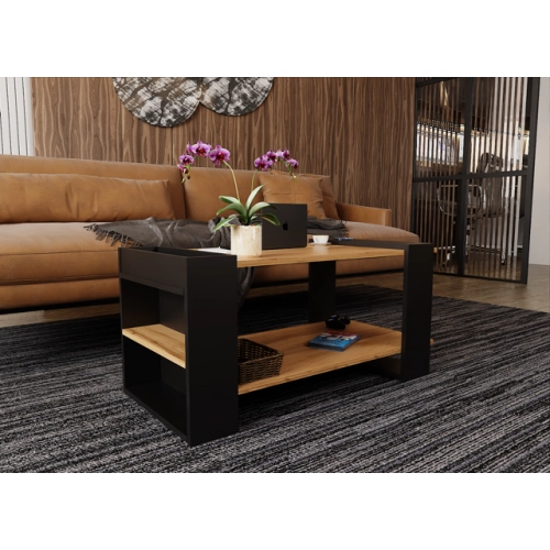 Stolik kawowy ST16 DC Wotan/Czarny ława z półką loft